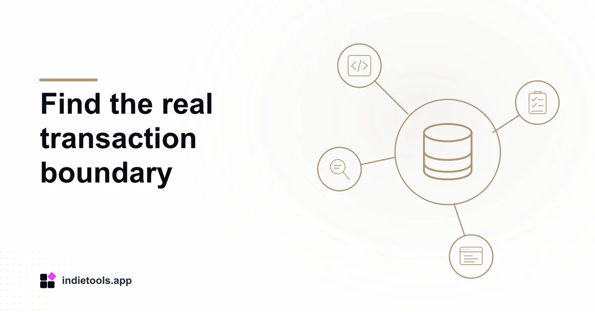 Find the real transaction boundary: database illustration with IndieTools branding
