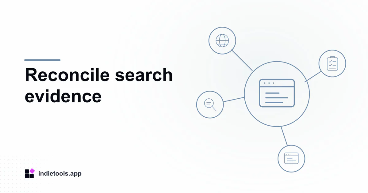 Reconcile search evidence: browser illustration with IndieTools branding