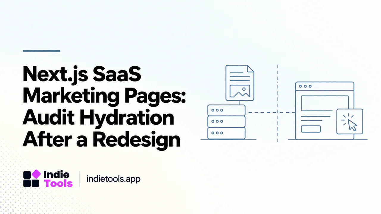 Next.js SaaS Marketing Pages: Audit Hydration After a Redesign — IndieTools guide