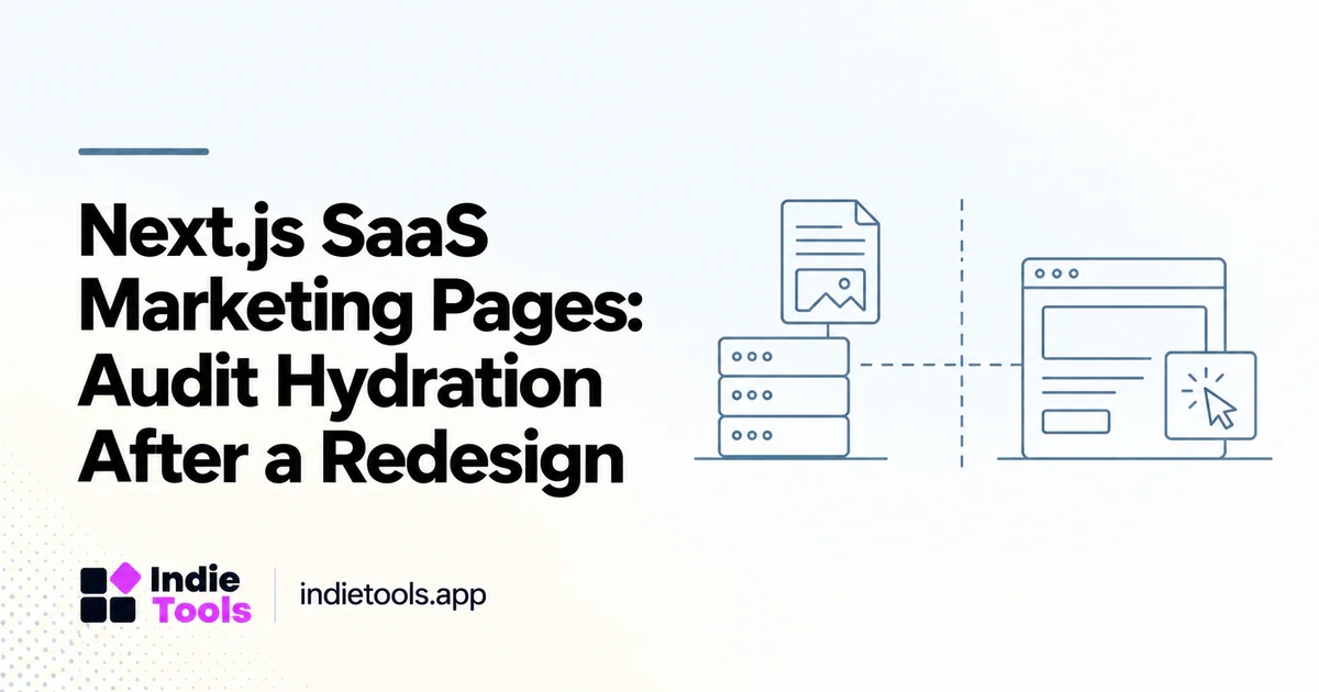 Next.js SaaS Marketing Pages: Audit Hydration After a Redesign — IndieTools guide