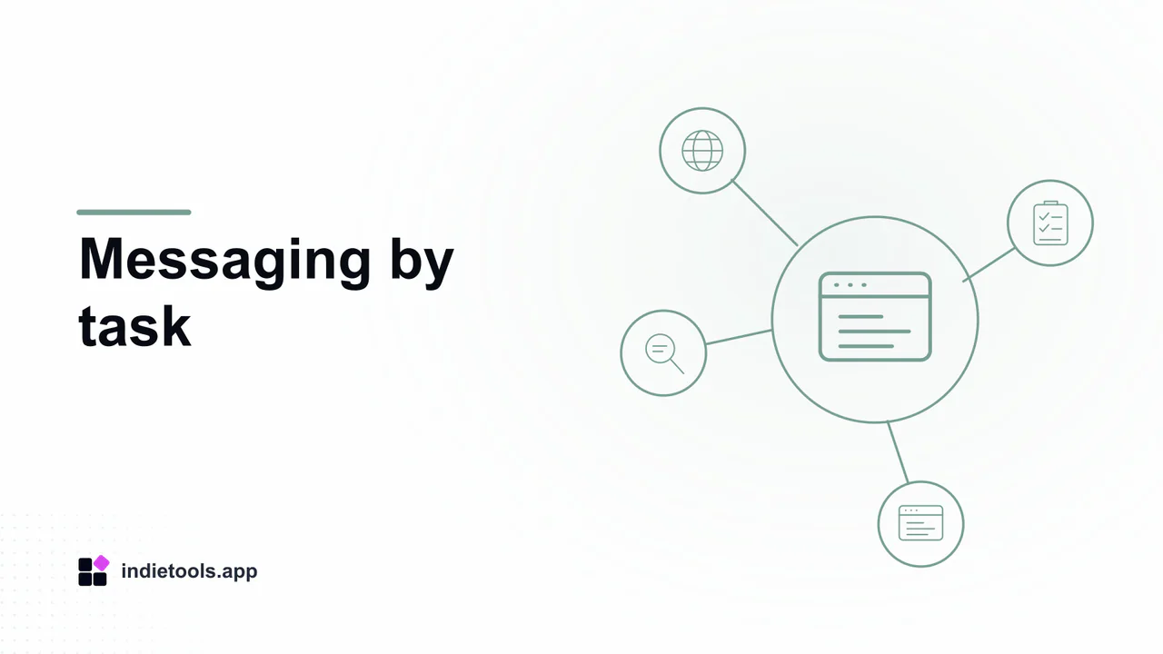 Messaging by task: browser illustration with IndieTools branding
