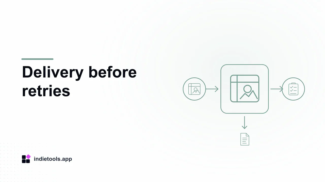 Delivery before retries: design illustration with IndieTools branding