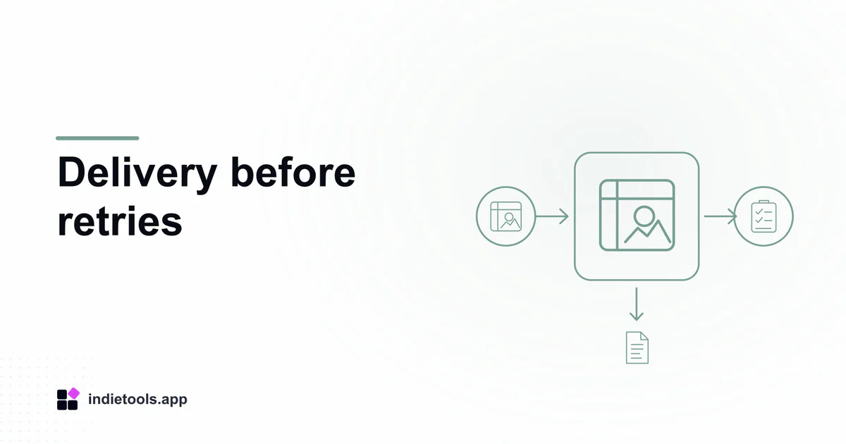 Delivery before retries: design illustration with IndieTools branding