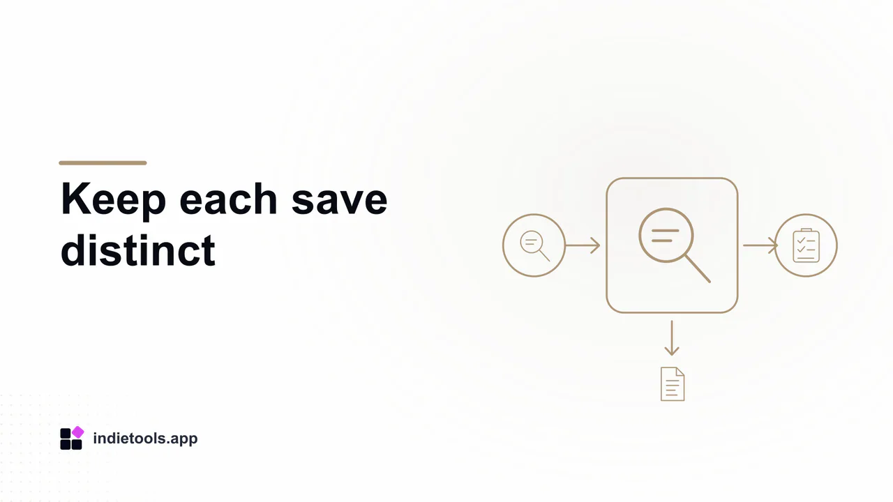 Keep each save distinct: search illustration with IndieTools branding