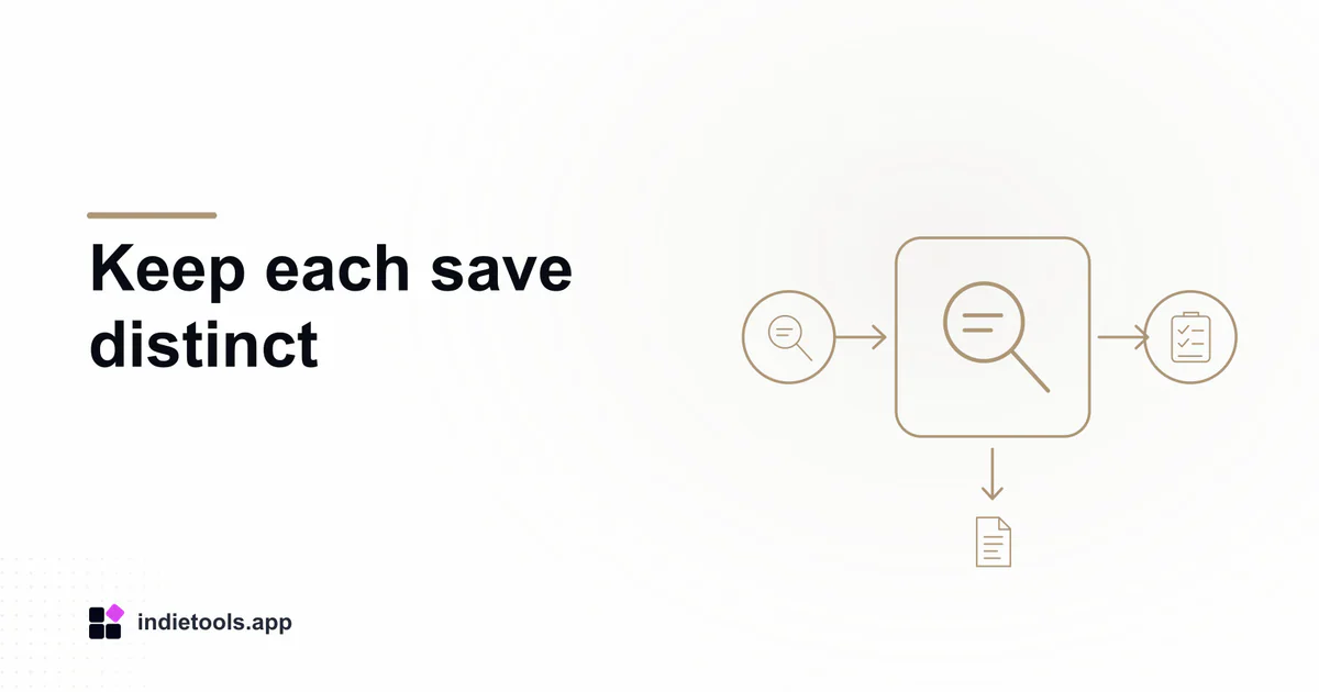 Keep each save distinct: search illustration with IndieTools branding