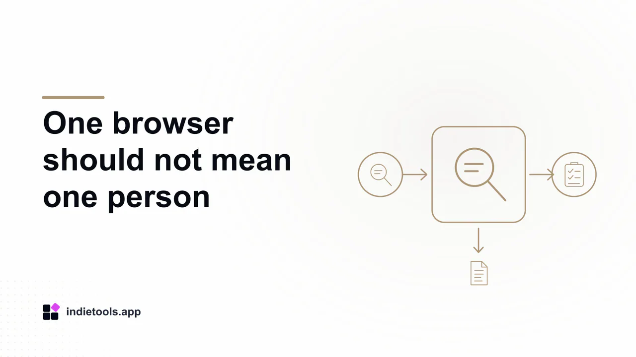One browser should not mean one person: search illustration with IndieTools branding