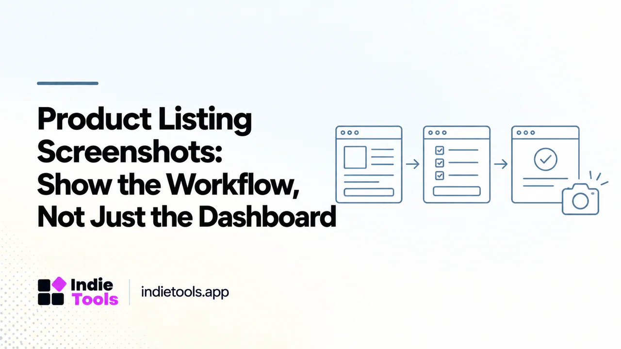 Product Listing Screenshots: Show the Workflow, Not Just the Dashboard — IndieTools guide