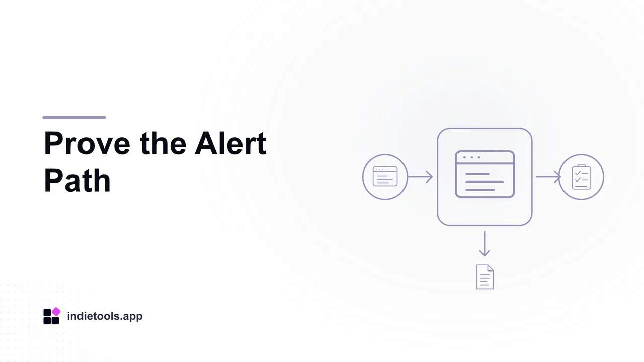Prove the Alert Path: browser illustration with IndieTools branding