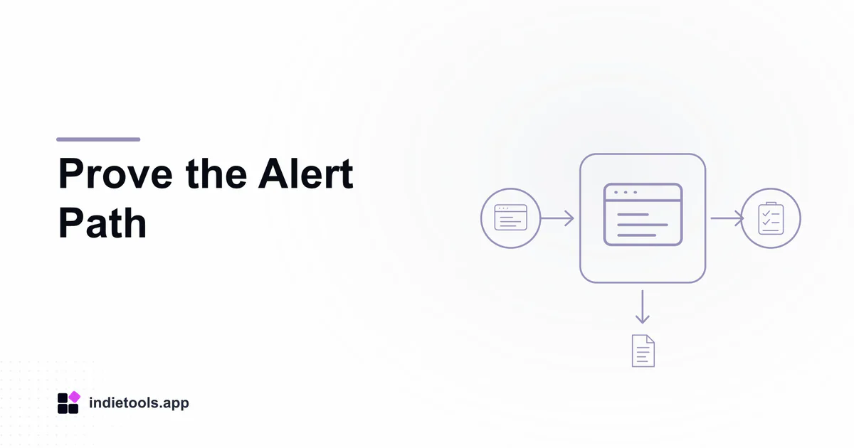 Prove the Alert Path: browser illustration with IndieTools branding