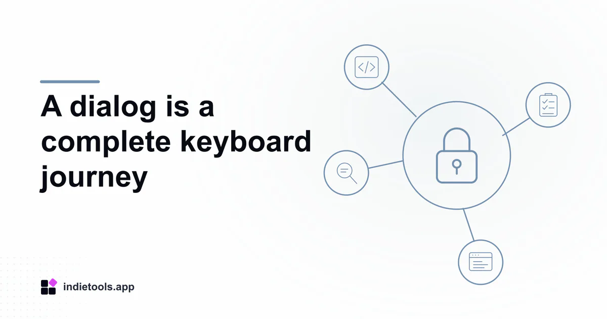 A dialog is a complete keyboard journey: lock illustration with IndieTools branding
