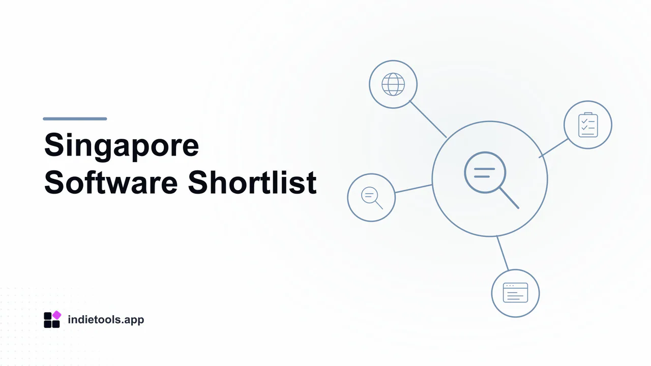 Singapore Software Shortlist: search illustration with IndieTools branding