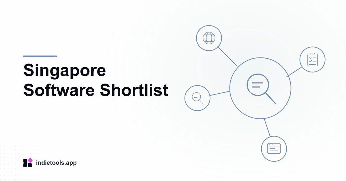 Singapore Software Shortlist: search illustration with IndieTools branding