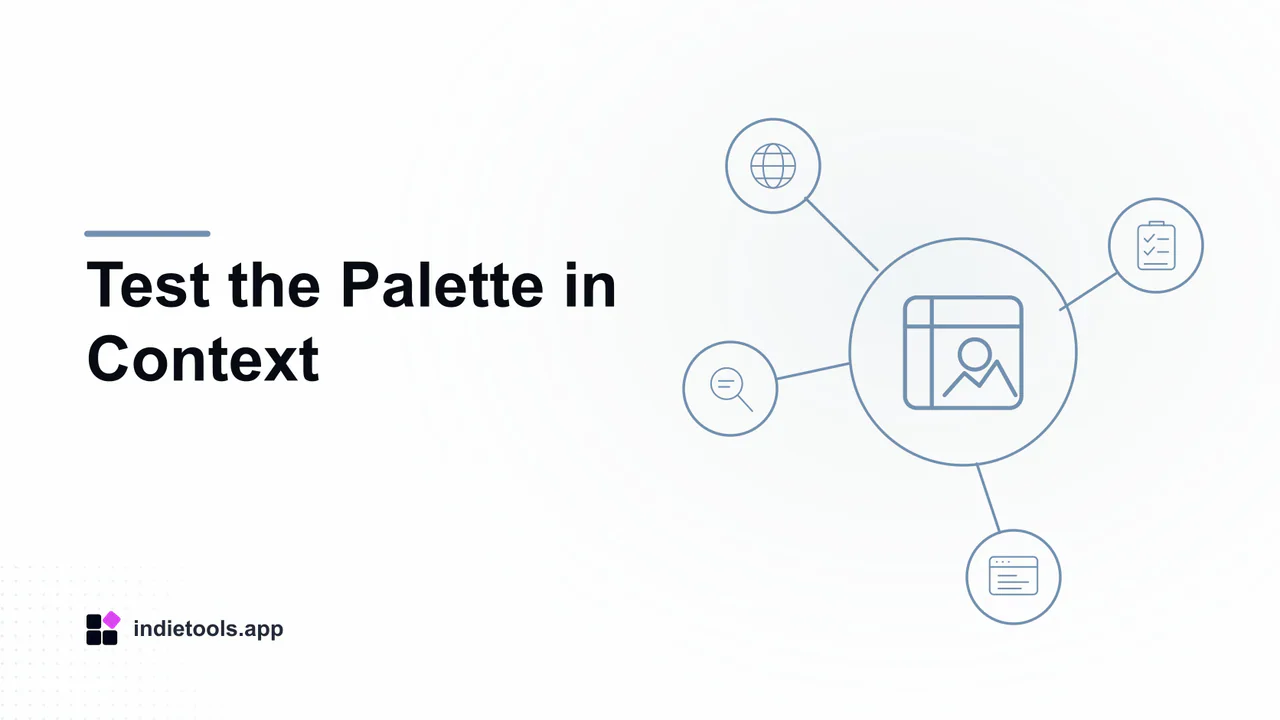 Test the Palette in Context: design illustration with IndieTools branding