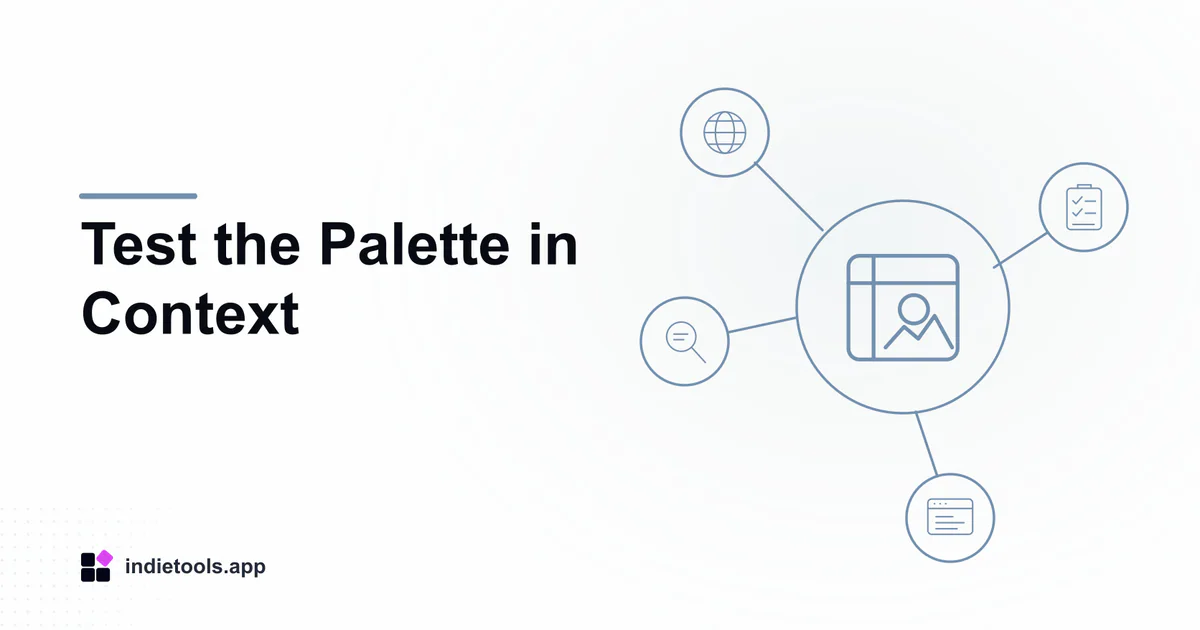Test the Palette in Context: design illustration with IndieTools branding