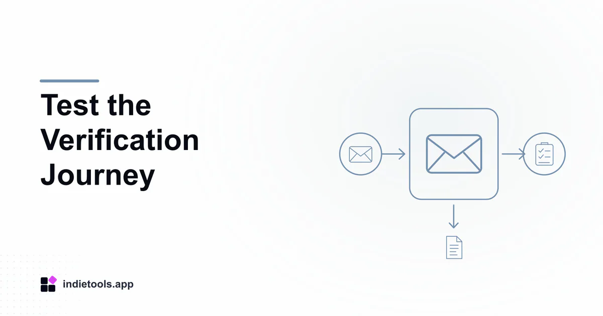 Test the Verification Journey: email illustration with IndieTools branding