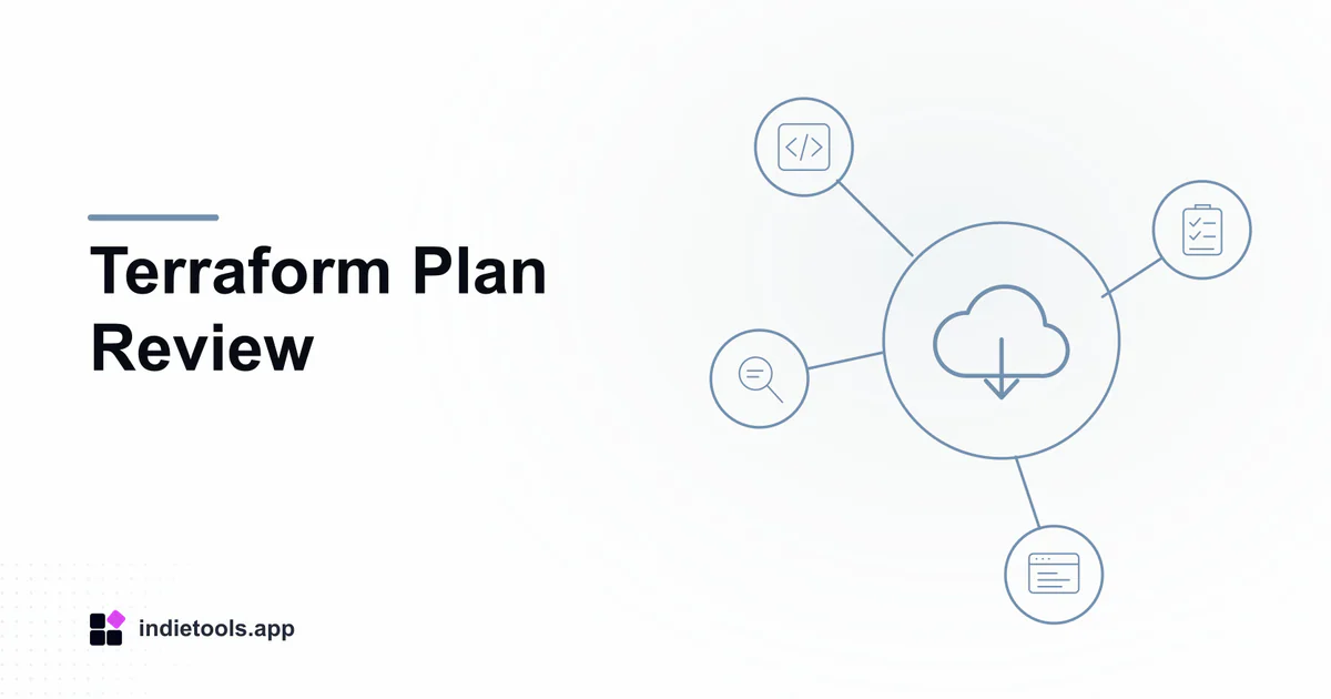 Terraform Plan Review: cloud illustration with IndieTools branding