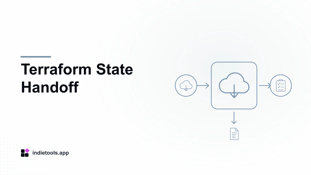 Terraform State Handoff: cloud illustration with IndieTools branding