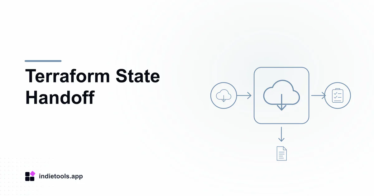 Terraform State Handoff: cloud illustration with IndieTools branding