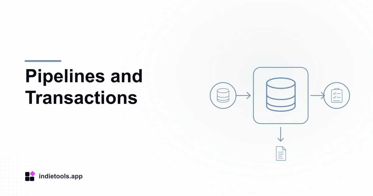 Pipelines and Transactions: database illustration with IndieTools branding