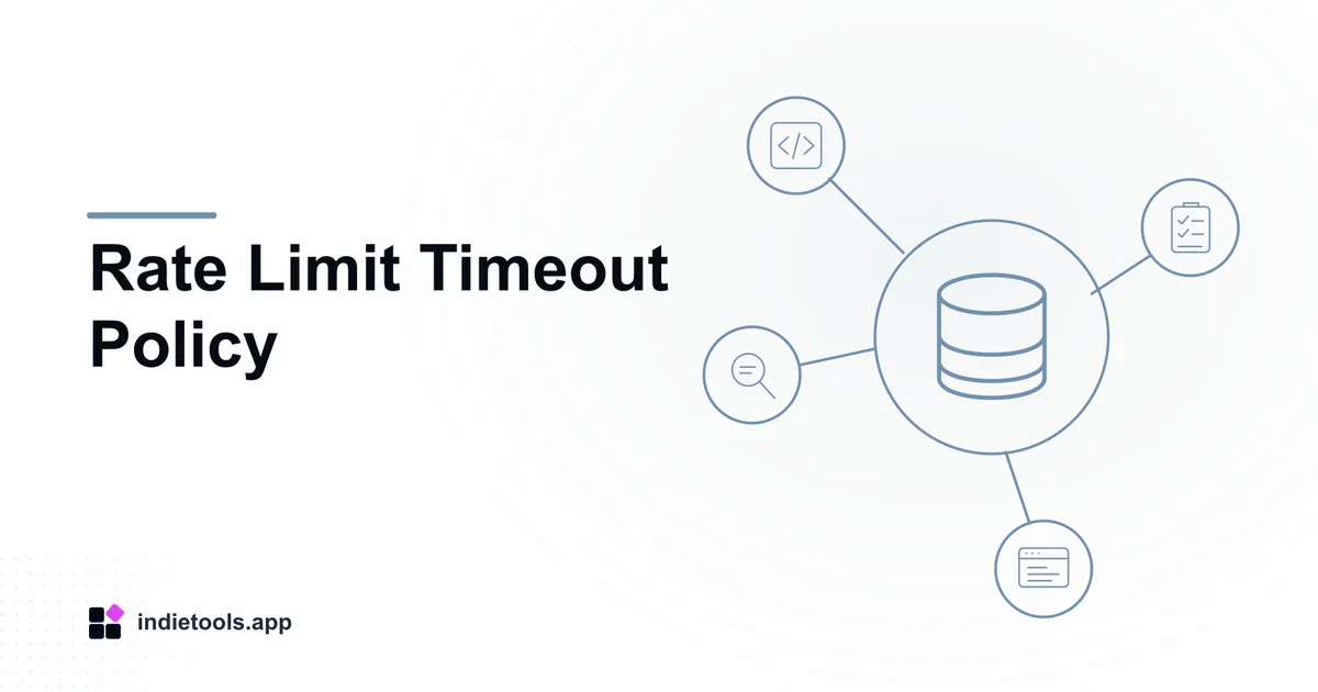 Rate Limit Timeout Policy: database illustration with IndieTools branding