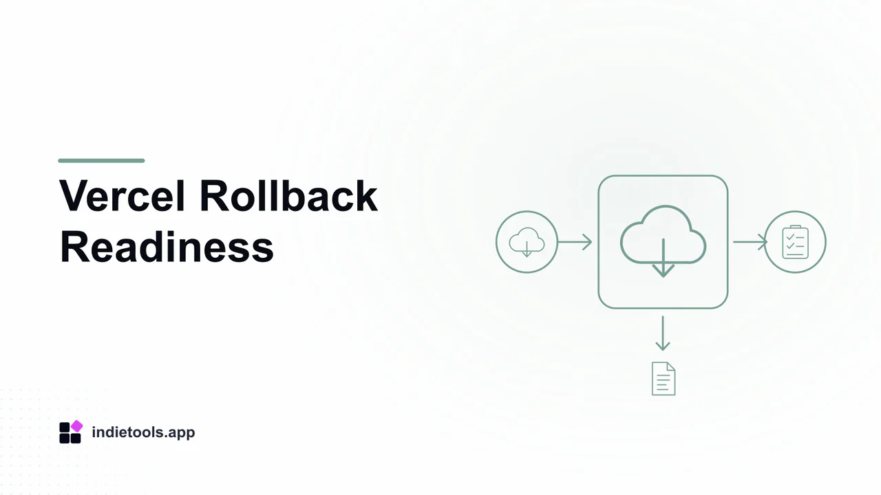 Vercel Rollback Readiness: cloud illustration with IndieTools branding