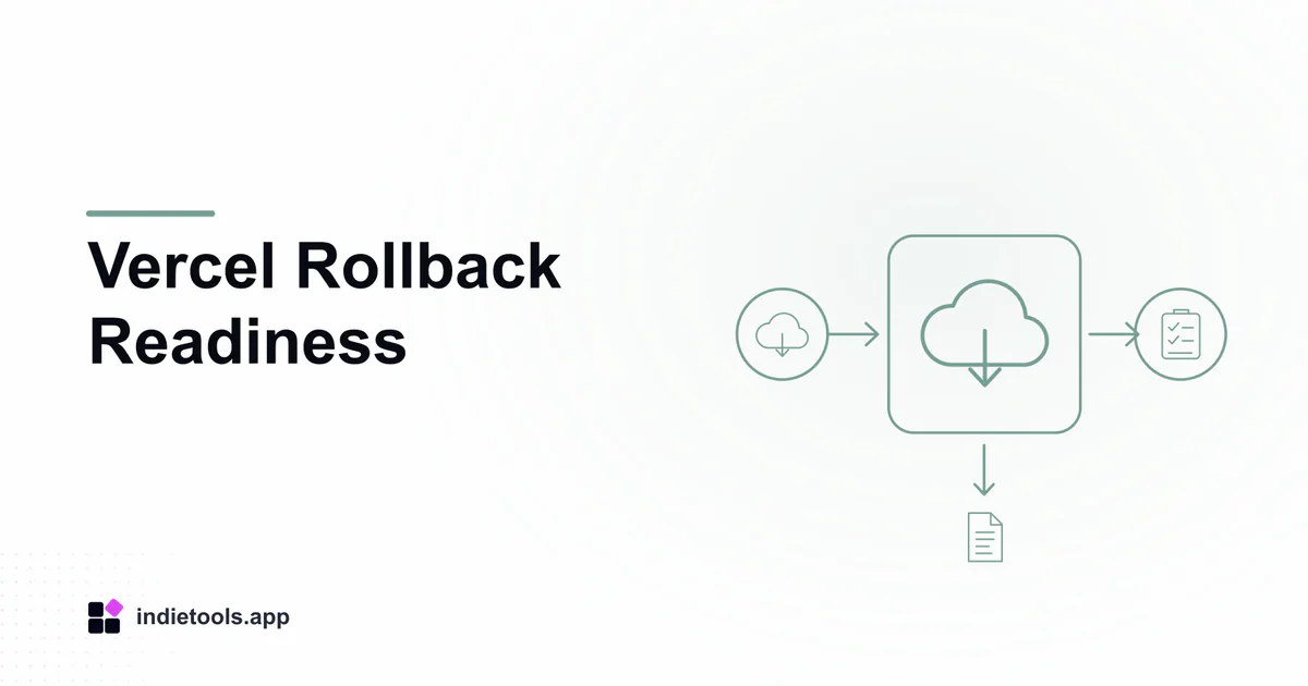 Vercel Rollback Readiness: cloud illustration with IndieTools branding