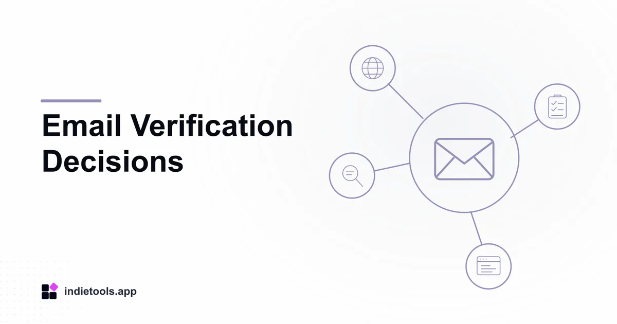 Email Verification Decisions: email illustration with IndieTools branding