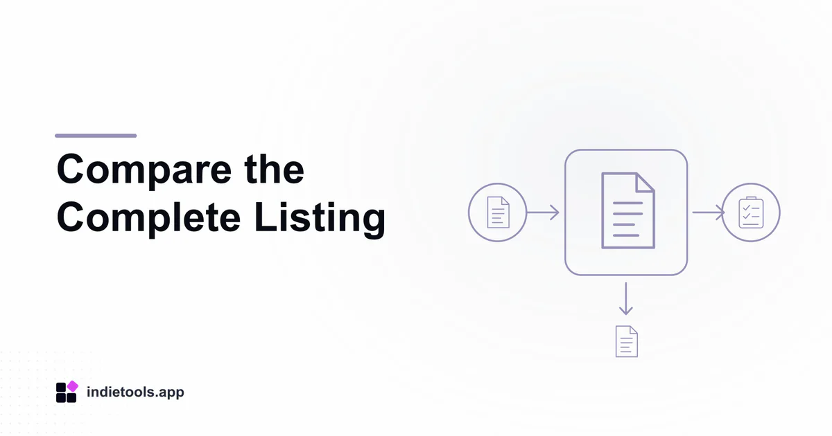 Compare the Complete Listing: document illustration with IndieTools branding