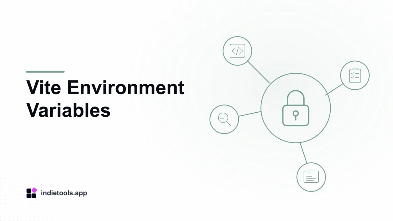 Vite Environment Variables: lock illustration with IndieTools branding