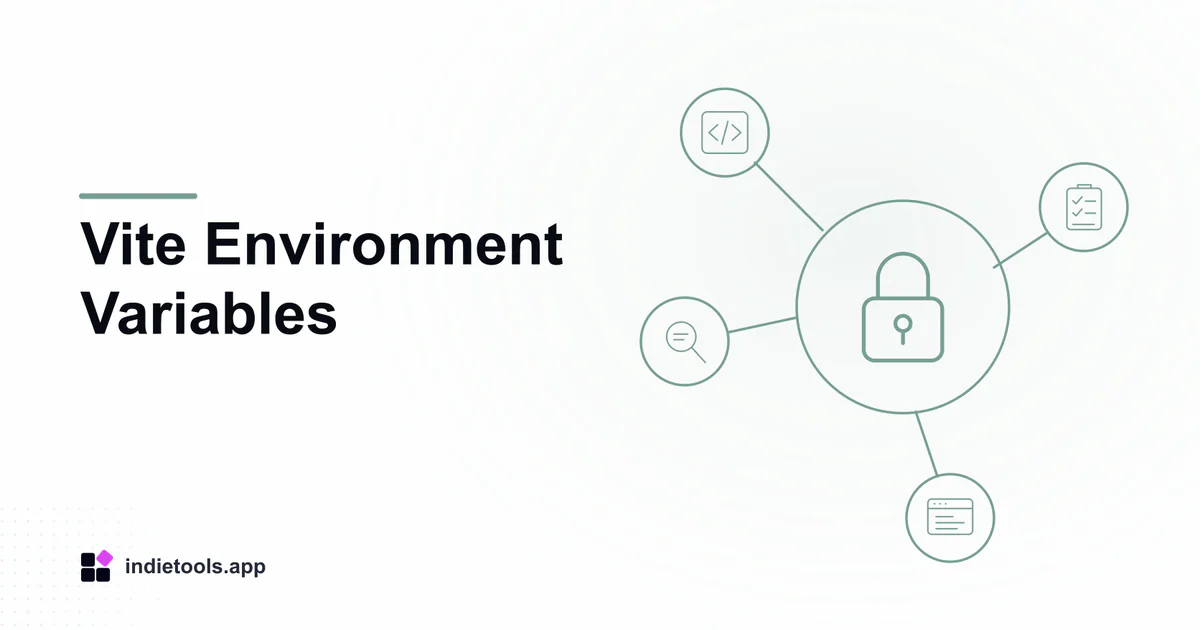 Vite Environment Variables: lock illustration with IndieTools branding