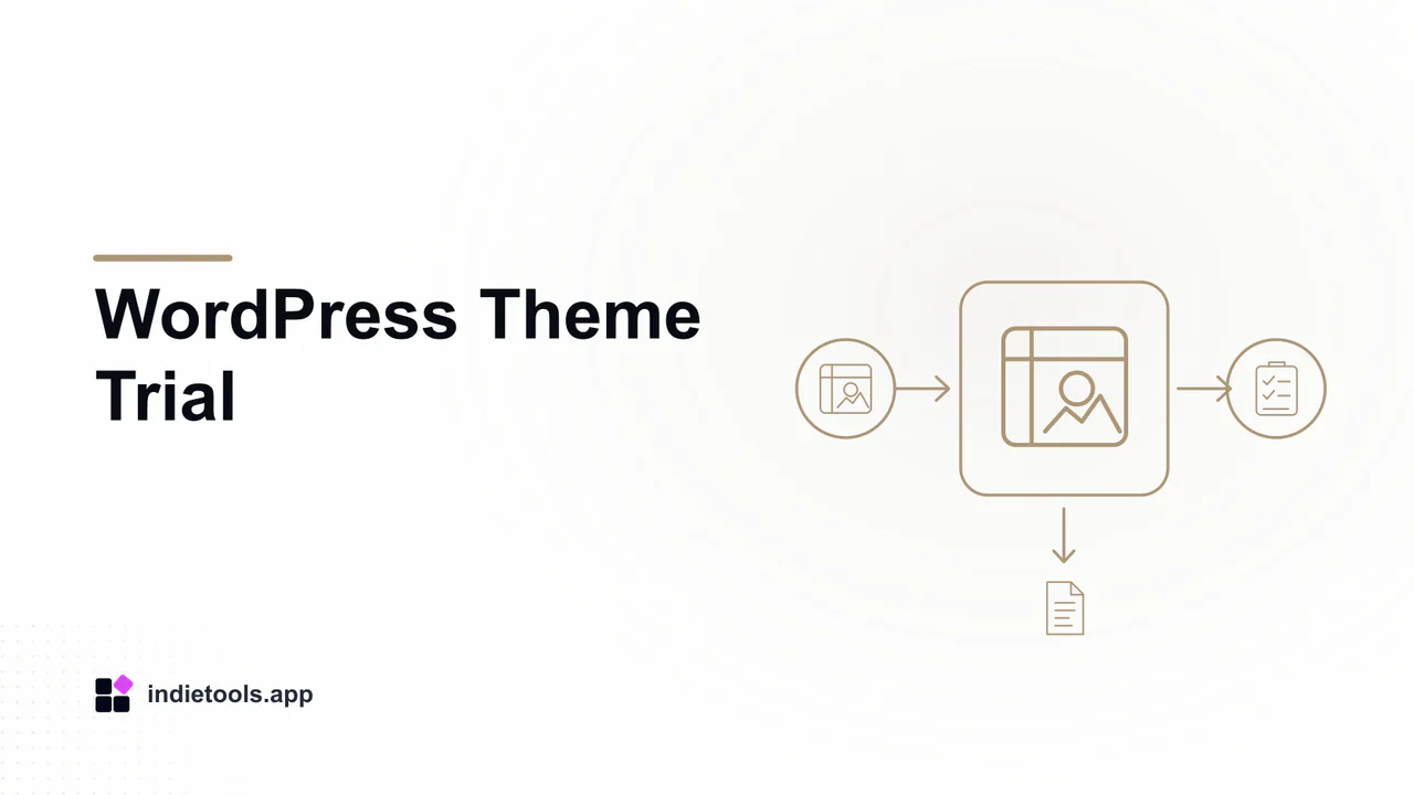 WordPress Theme Trial: design illustration with IndieTools branding