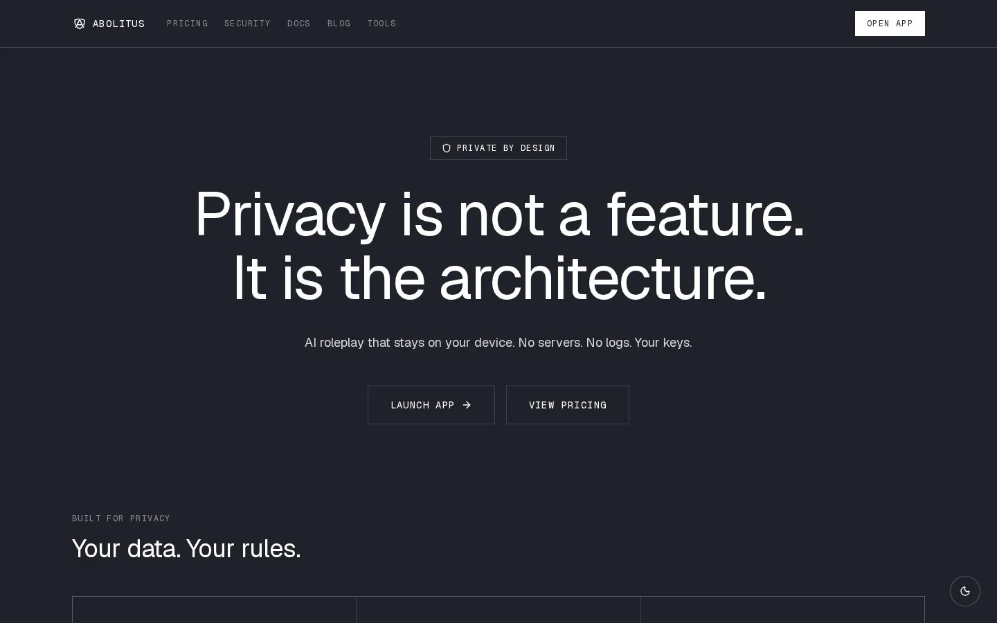 Abolitus website homepage