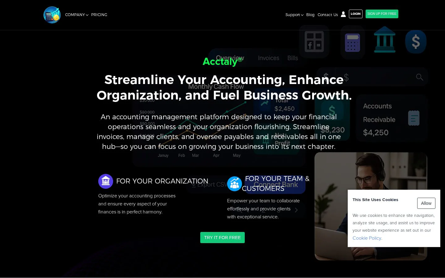 Acctaly website homepage