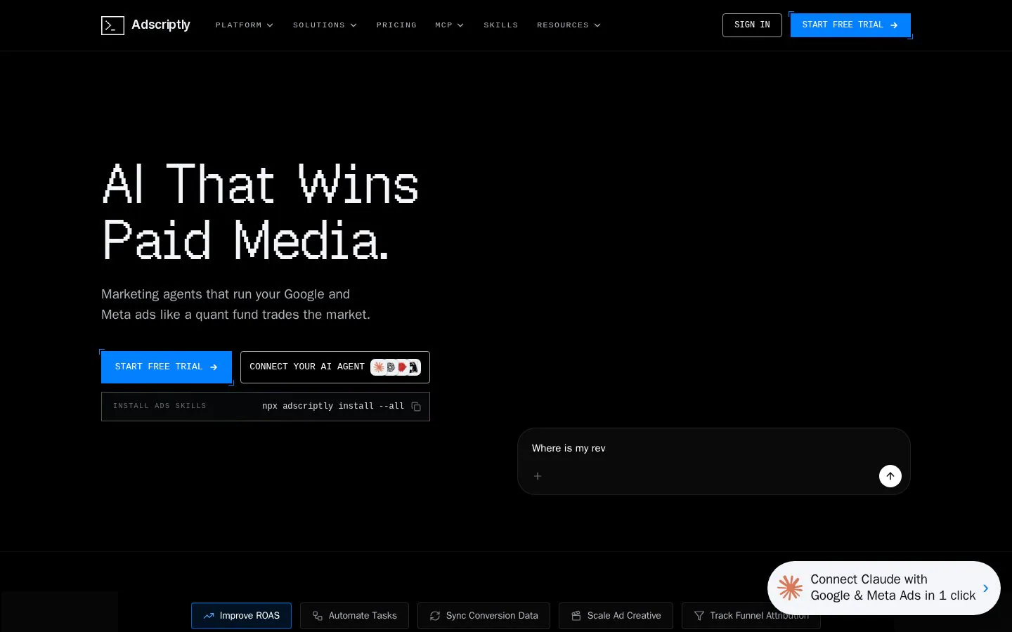 Adscriptly website homepage