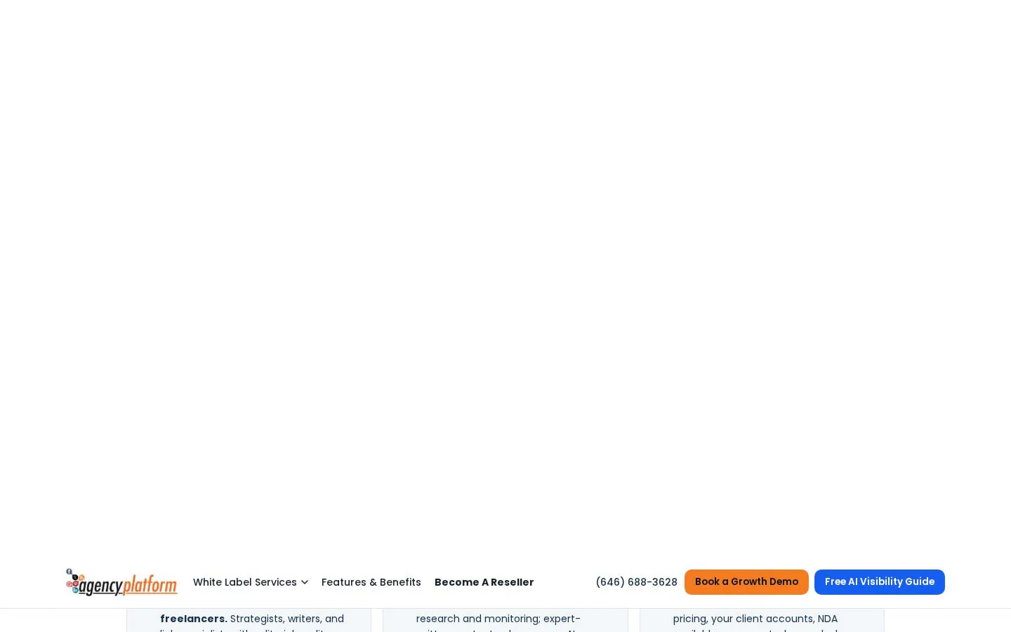 Agency Platform White Label SEO and AEO Fulfillment product screenshot 1