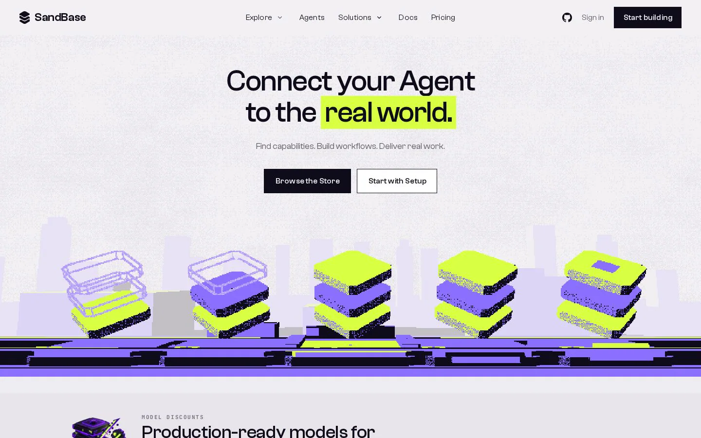 SandBase website homepage