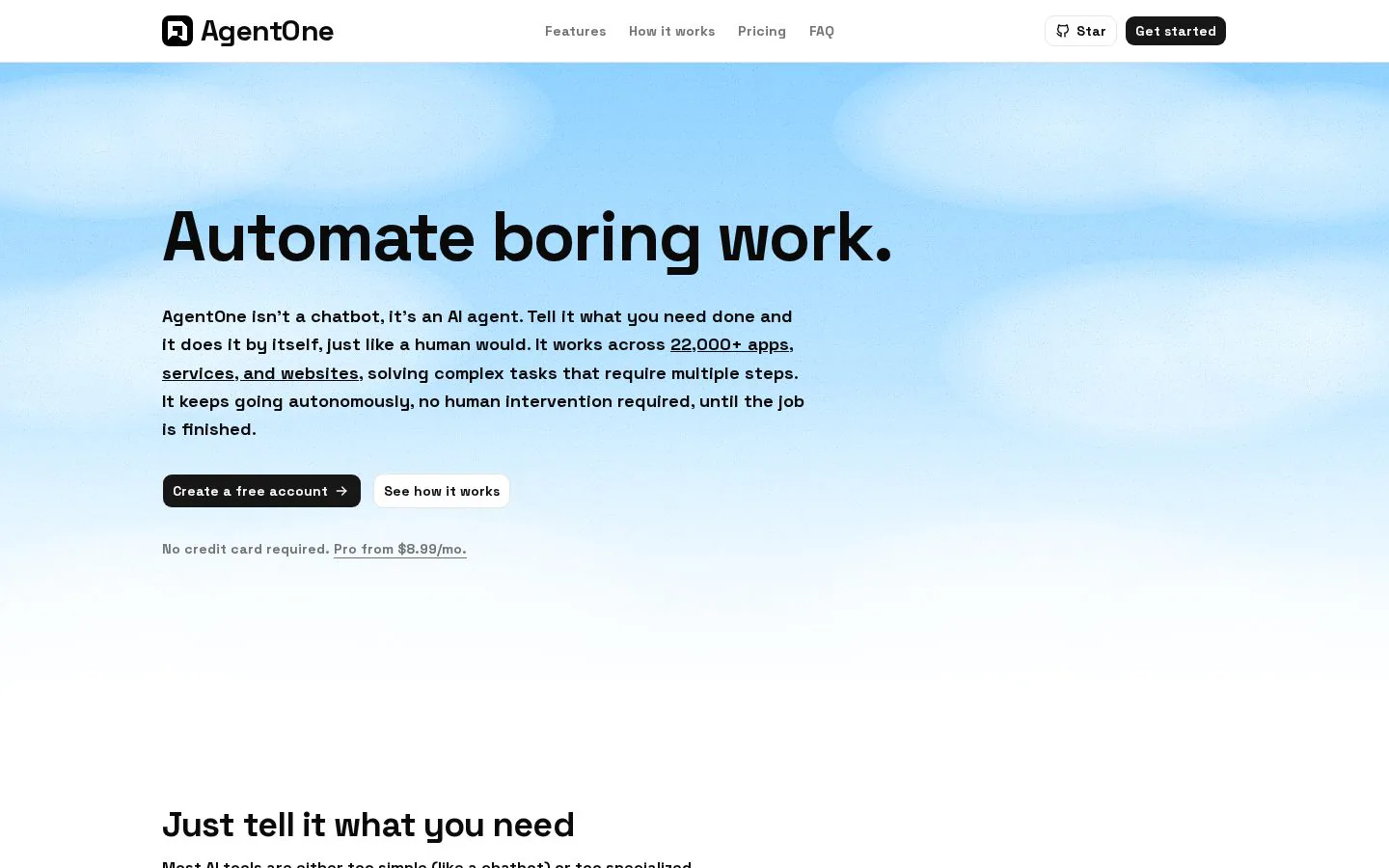 AgentOne website homepage
