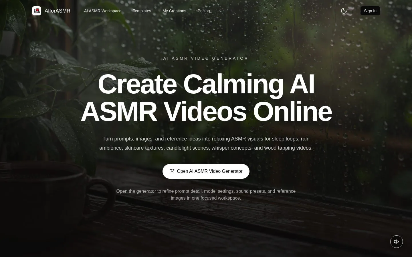 Homepage of aiforasmr.com