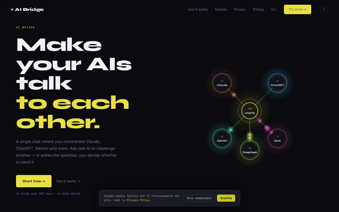 AI bridge website homepage