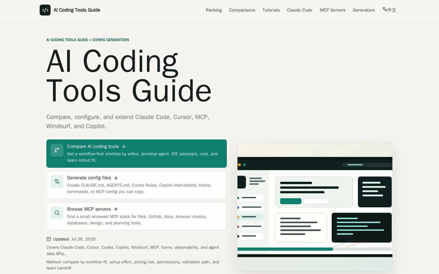AI Coding Tools Guide website homepage
