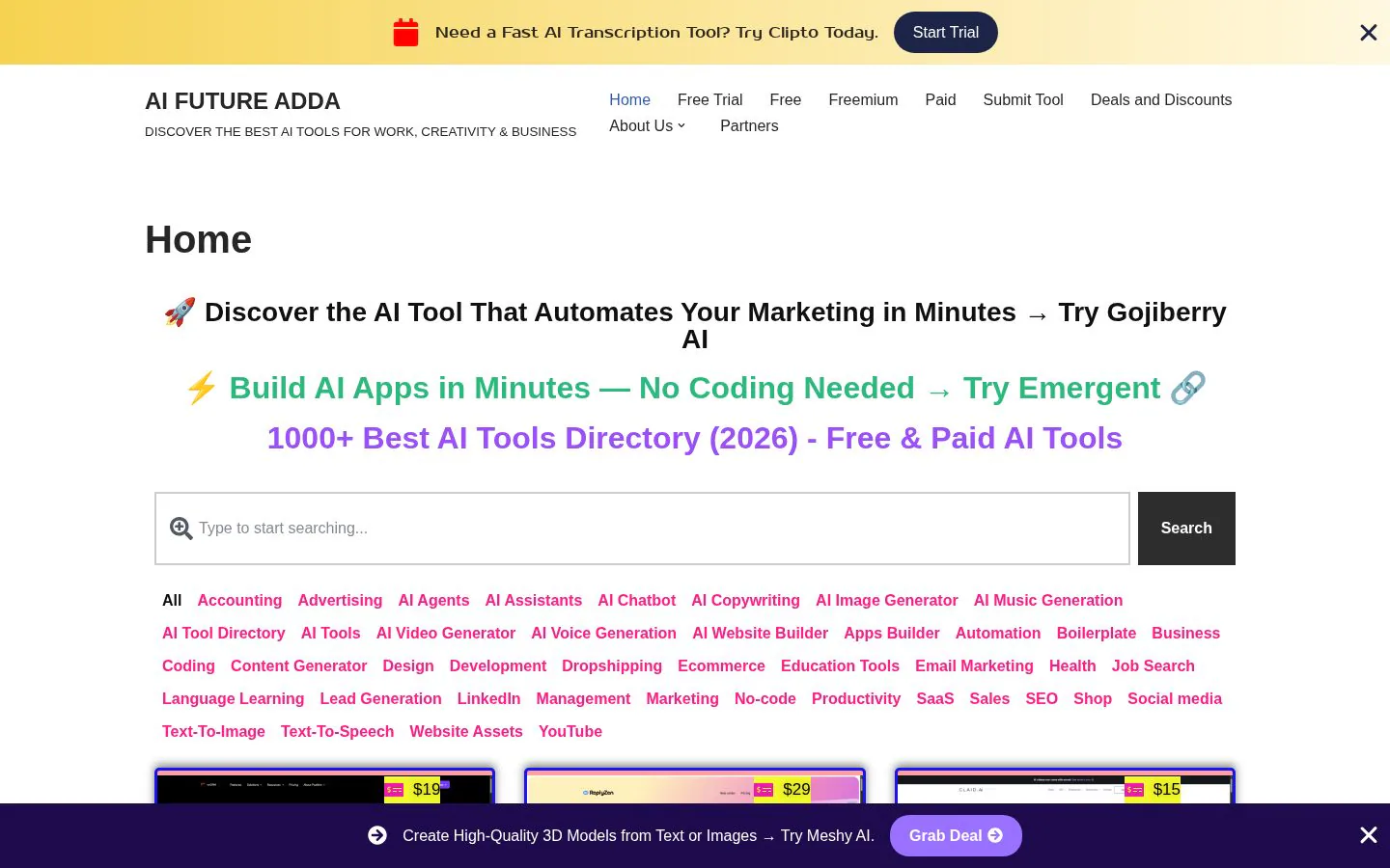 AI FUTURE ADDA website homepage
