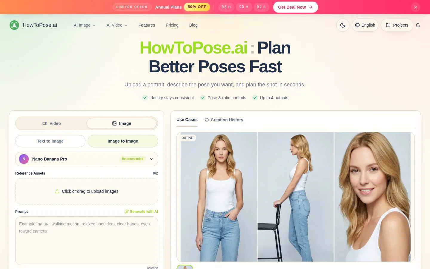 HowToPose AI website homepage