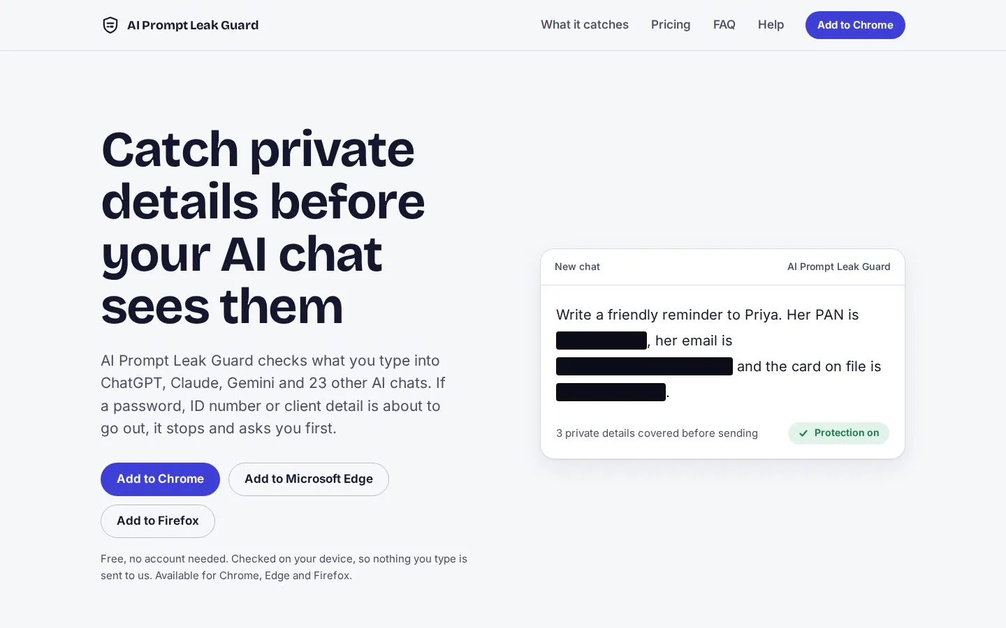 AI Prompt Leak Guard product screenshot