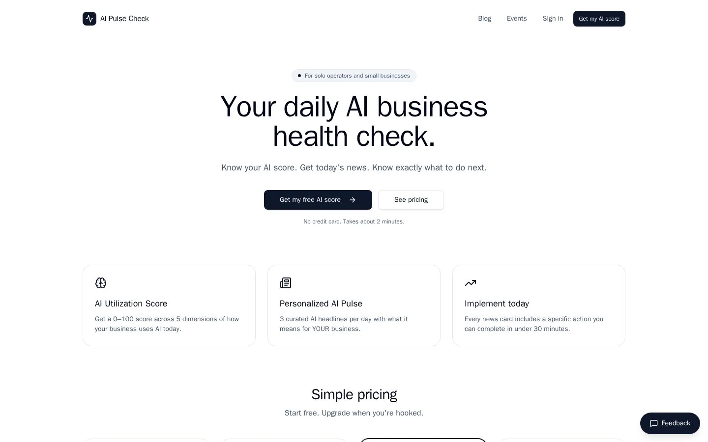 AI Pulse Check website homepage