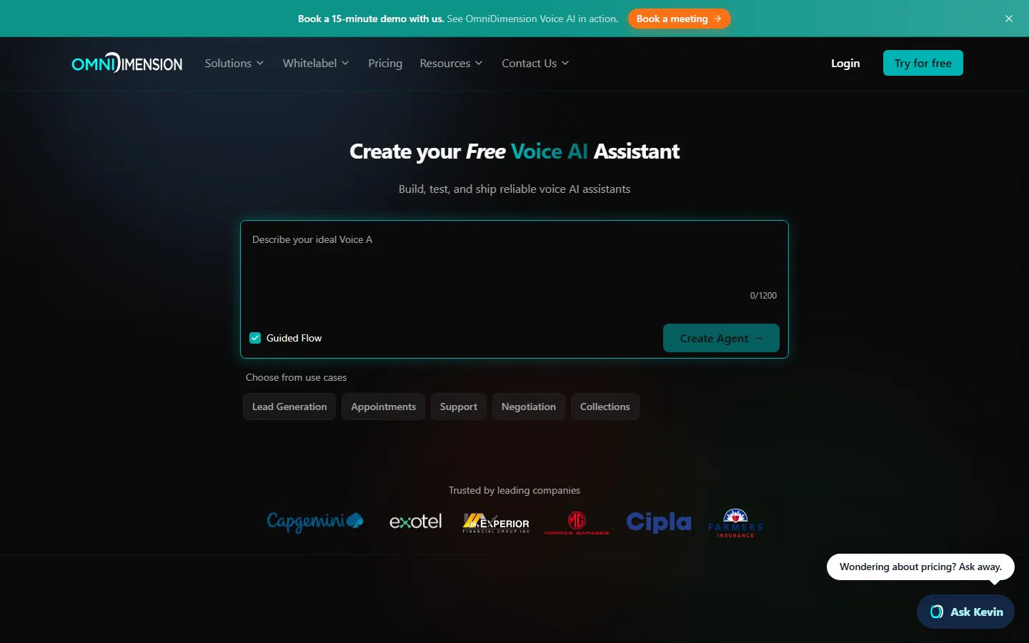 AI Voice Agents Conversational AI Platform homepage