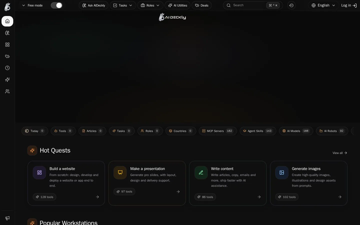 AIDeckly website homepage