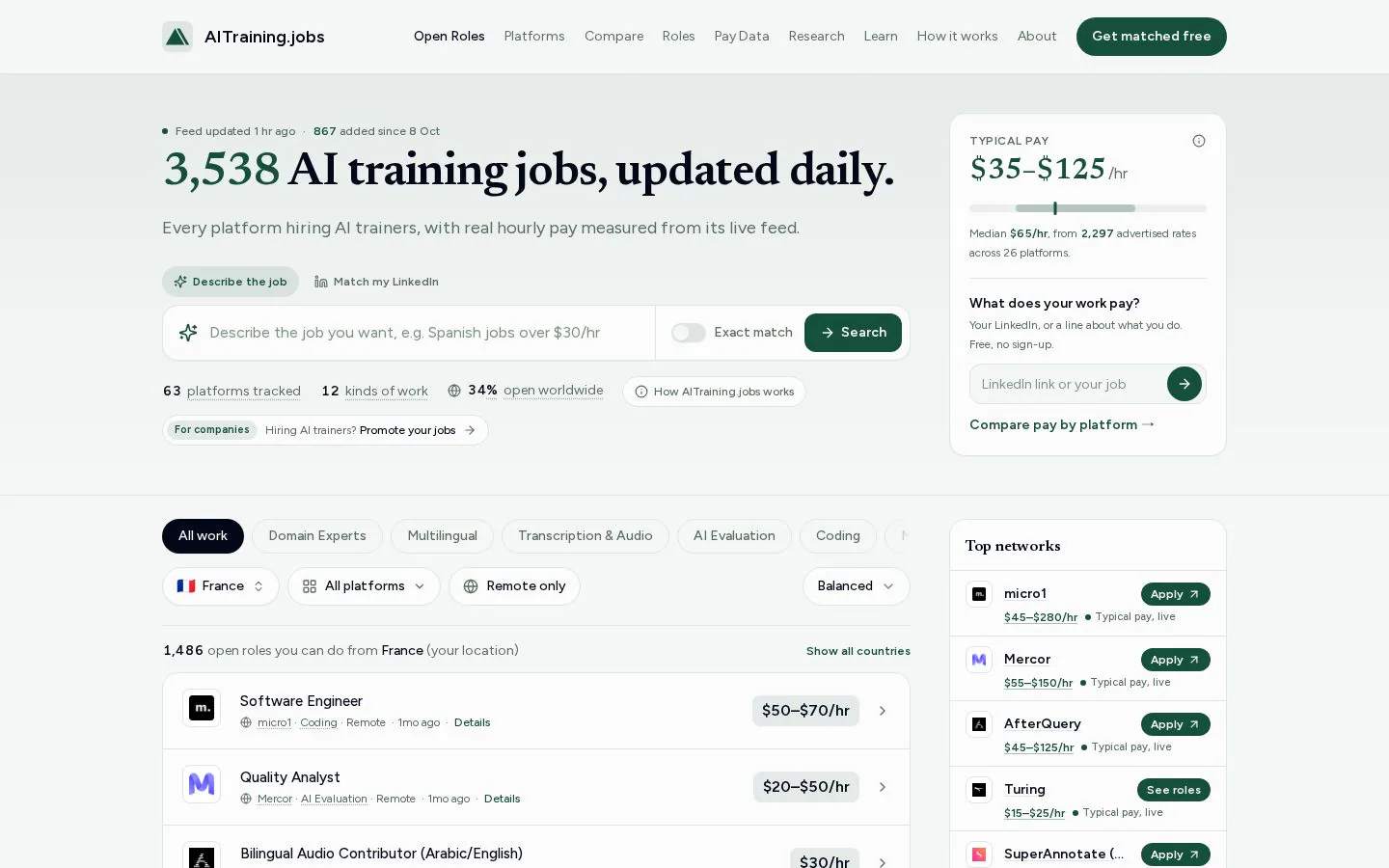 Homepage of aitraining.jobs
