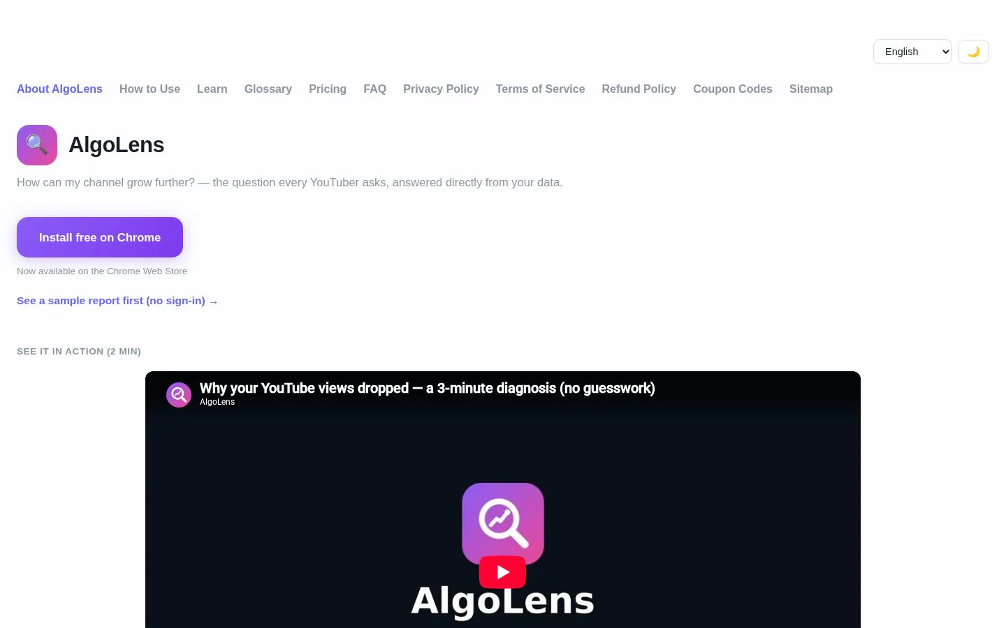 AlgoLens website homepage