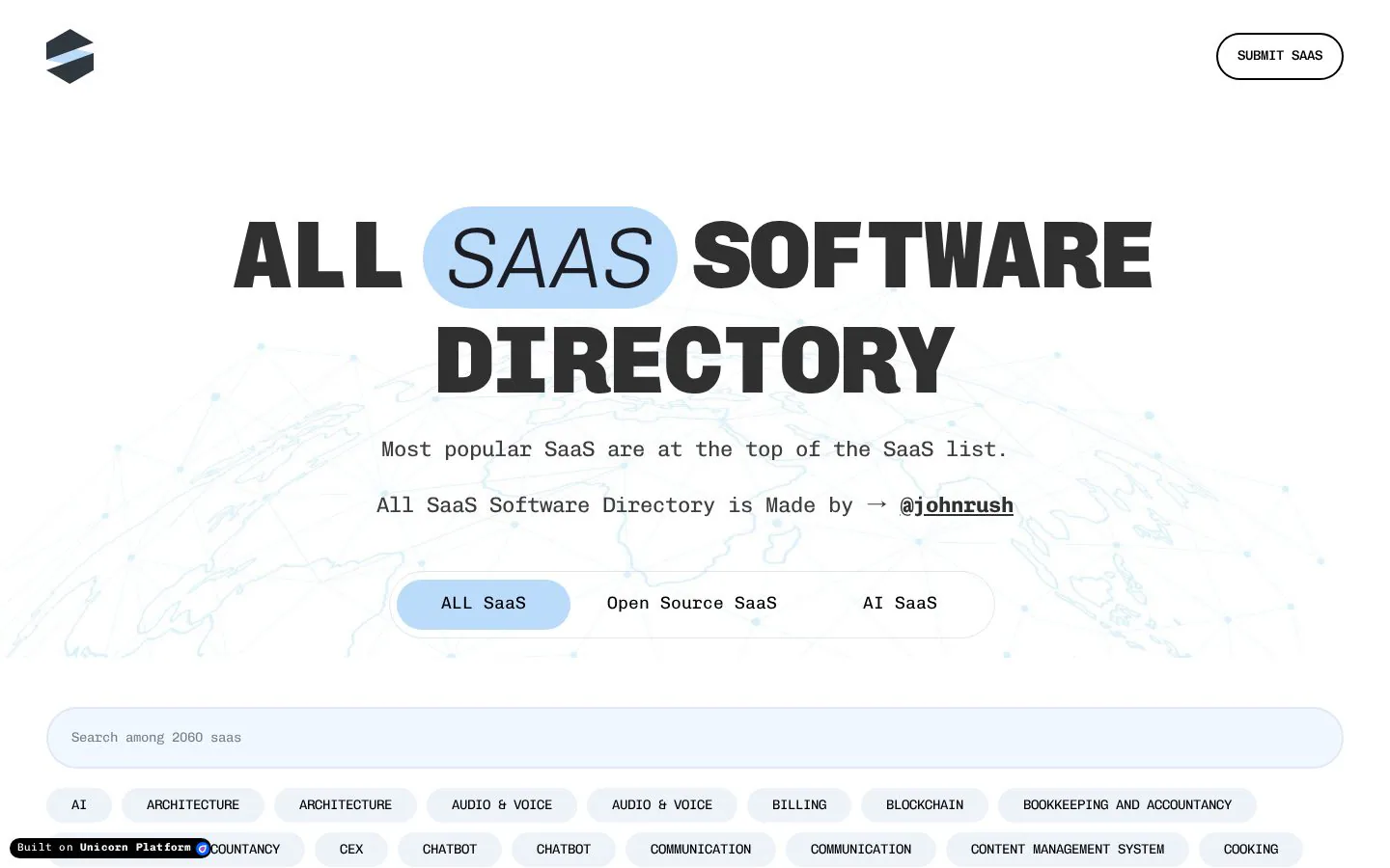 All SaaS Software website homepage
