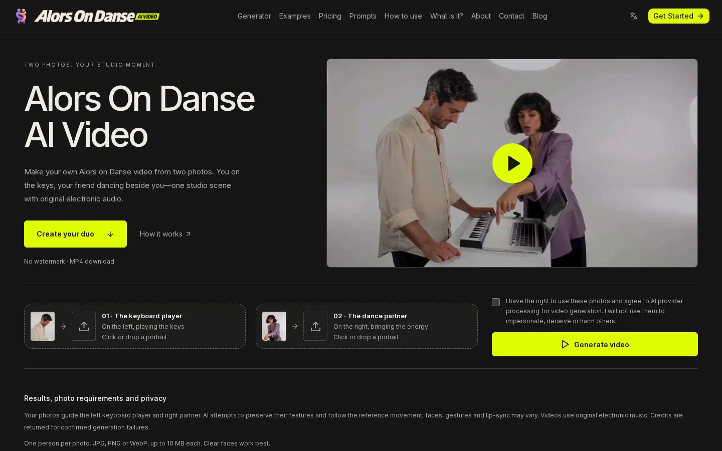 Alors On Danse Video Maker screenshot showing a man and woman